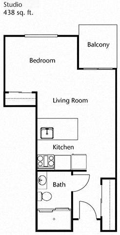 Studio Floor Plan Studio Floor Plan at Cogir of Rohnert Park, Rohnert Park, 94928